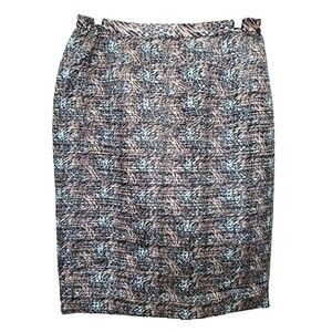 Terramina Collection Brown Animal Print Micro-Pleated Midi Pencil Skirt Size 16